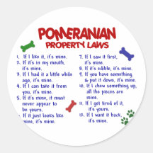 POMERANIAN Property Laws 2 Stickers
