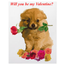 Pomeranian Puppy Be My Valentine Roses Letterhead Design
