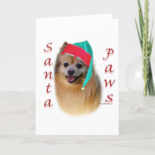 Pomeranian Santa Paws card