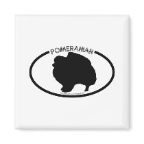 Pomeranian Silhouette Black Magnet