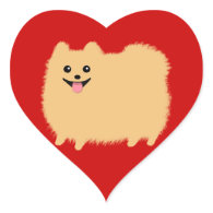 Pomeranian - Super Cute Pommy on Red Heart Stickers
