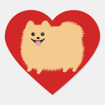 Pomeranian - Super Cute Pommy on Red Heart Stickers
