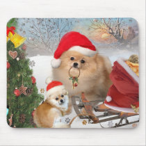 Pomeranian Winter Fun Mousepad by friskybiz Pomeranian Winter Fun Mousepad