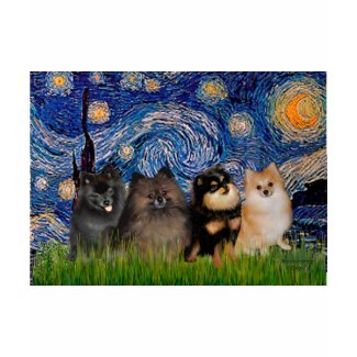 Pomeranians (four) - Starry Night shirt