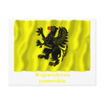 Pomorskie - Pomerania waving flag with name postcards