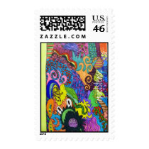 PomPuff- Original pen/ink graffiti art Postage Stamp