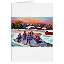 Pond Hockey on Frozen Lake Card
