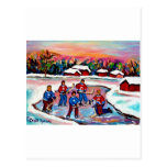 Pond Hockey on Frozen Lake Post Card
