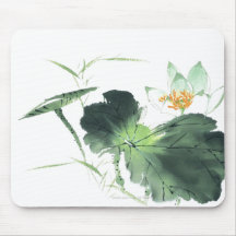 POND LOTUS PEACE l Chinese Brush Painting Art Mouse Pad