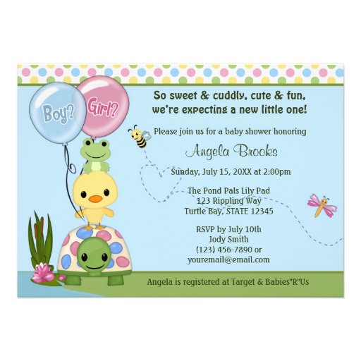 Pond Pals Duck Baby Shower Invitation Frog #2