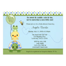 Pond Pals Duck Baby Shower Invitation Frog Turtle