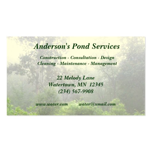 Pond Services Business Card Template (back side)