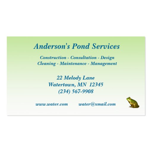 Pond Services Business Card Templates (back side)