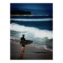 Pondering Surfer, Oahu posters