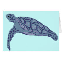 Poni(purple) sea turtle blank card