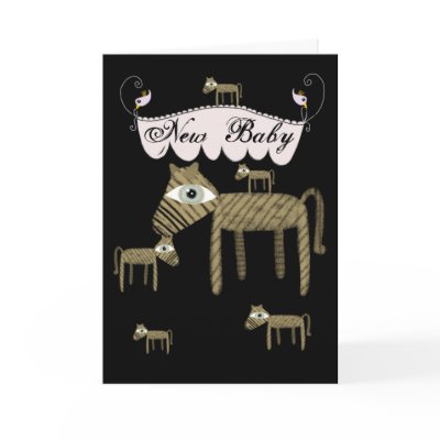 Ponies birds carrousel etsy new baby greeting card