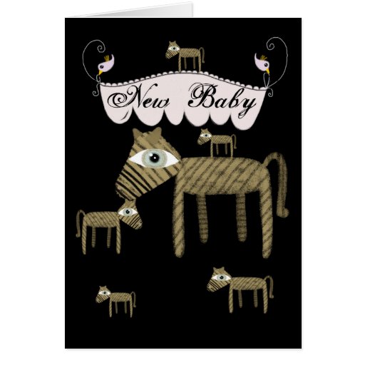 Ponies birds carrousel etsy new baby greeting card