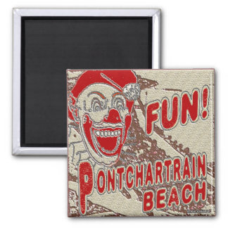 Pontchartrain Beach Fun Clown 2 Inch Square Magnet