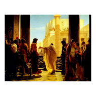 Pontius Pilate presenting a scourged Jesus Poster print
