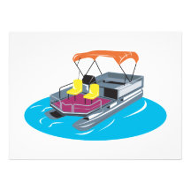 Pontoon Boat Retro Custom Announcement