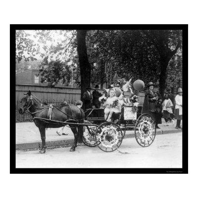 Pony Cart Girl and Dogs 1921 Print by lc_vintagephotos