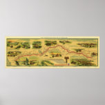 Pony Express Map by William Henry Jackson 1861 Print