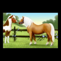 Pony Friends in the Pasture Poster posters