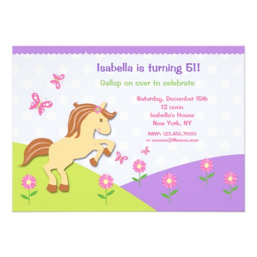 Pony Horse Bithday Party Invitations