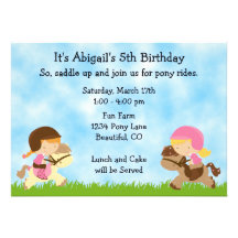Pony Party Birthday Invitation for Girls