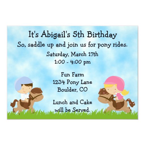 Pony Party Birthday Invitations for Girls and Boys Zazzle