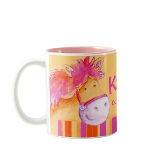 Pony pink champion horse rider names girls mug