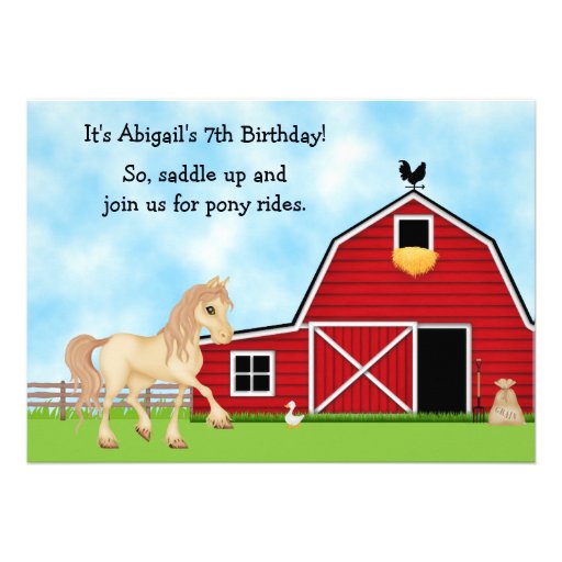 Pony Rides Horseback Riding Birthday Invitation