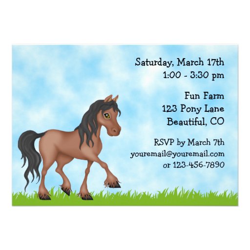 Pony Rides Horseback Riding Birthday Invite - Boys