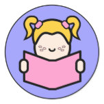 Pony Tail Reader Round Stickers