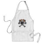 Ponytail skull and crossbones with orange bows aprons