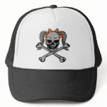 Ponytail skull and crossbones with orange bows hats