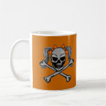 Ponytail skull and crossbones with orange bows mugs