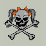 Ponytail skull and crossbones with orange bows