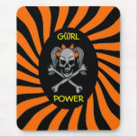 Ponytail skull and crossbones with red bows mouse pads