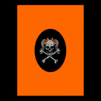 Ponytail skull decal orange bows posters