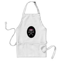 Ponytail skull decal pink apron