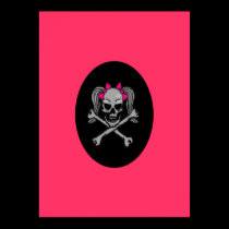Ponytail skull decal pink bows posters