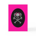 Ponytail skull decal pink cards