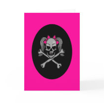 Ponytail skull decal pink cards by hadleymonster Ponytail skull decal pink cards