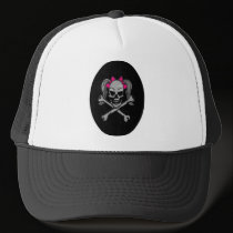 Ponytail skull decal pink hats