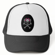 Ponytail skull decal pink hats