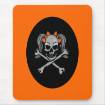 Ponytail skull decal pink mouse mats