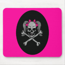 Ponytail skull decal pink mousepads by hadleymonster Ponytail skull decal pink mousepads