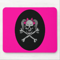 Ponytail skull decal pink mousepads