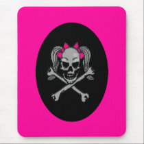 Ponytail skull decal pink mousepads